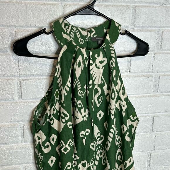 Haute Hippie Linen Blend Green Patterned Halter Tank size Small - Picture 2 of 6
